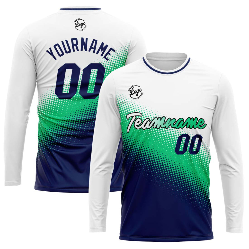Custom Basketball Soccer Football Shooting Long T-Shirt for Adults and Kids White&Navy enthsush