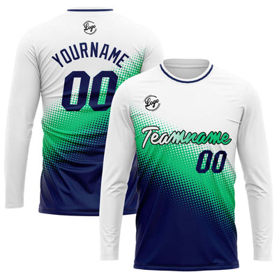Custom Basketball Soccer Football Shooting Long T-Shirt for Adults and Kids White&Navy enthsush