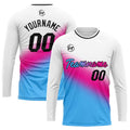 Custom Basketball Soccer Football Shooting Long T-Shirt for Adults and Kids White&Light Blue enthsush