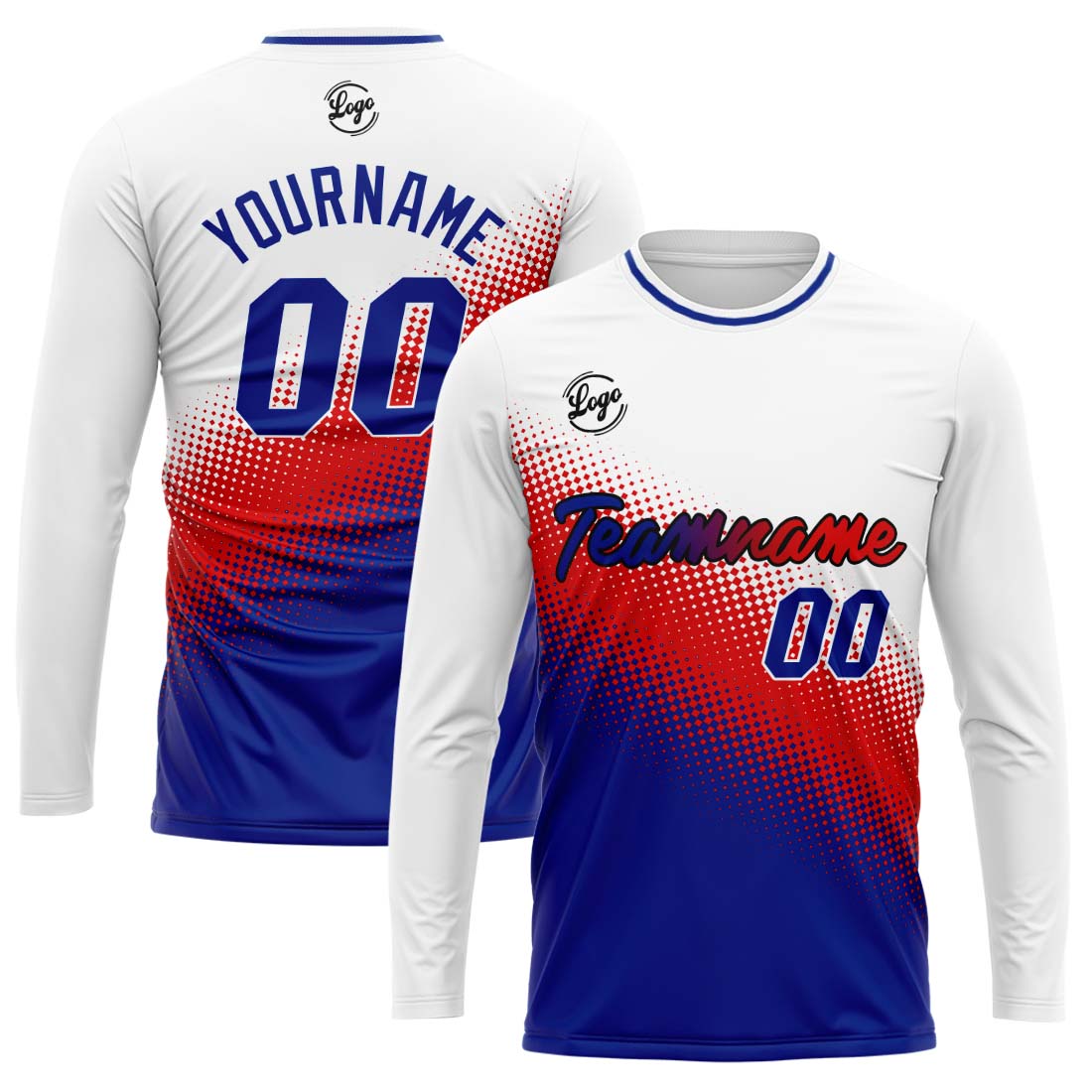 Custom Basketball Soccer Football Shooting Long T-Shirt for Adults and Kids White&Navy enthsush