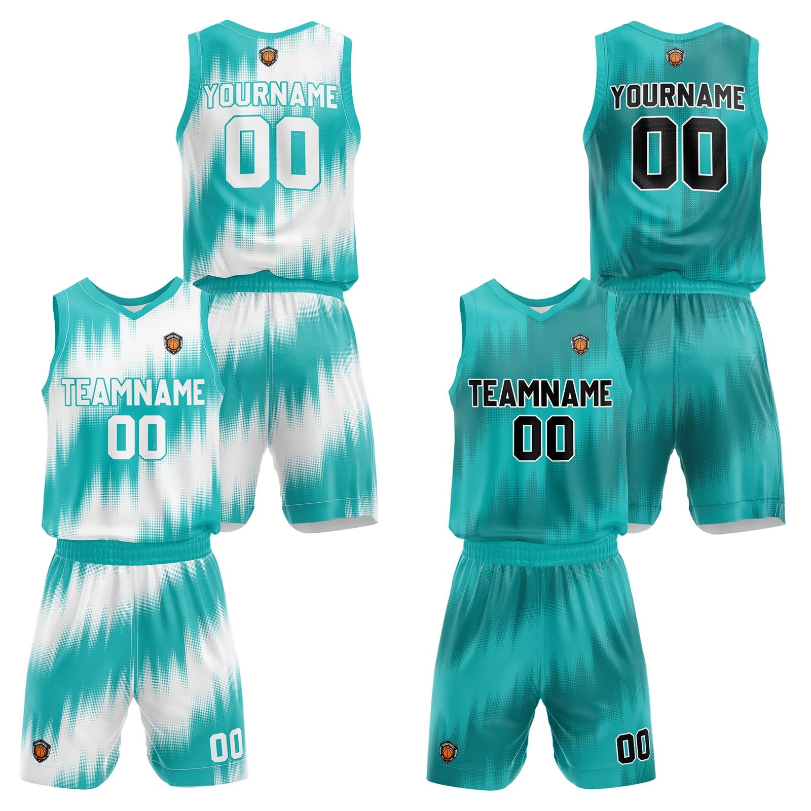 Custom Teal Reversible Basketball Suit for Adults and Kids Personalized Jersey enthsush