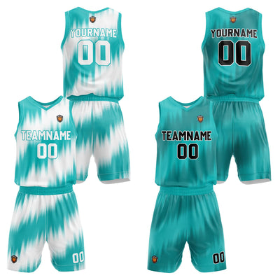 Custom Teal Reversible Basketball Suit for Adults and Kids Personalized Jersey enthsush