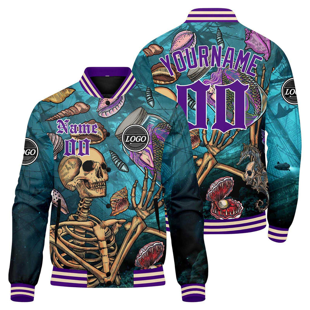 Custom Varsity Jacket Letterman jacket for Men, Women and Youth Aqua enthsush