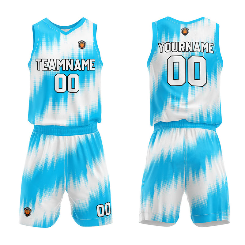 Custom Basketball Jersey Uniform Suit Printed Your Logo Name Number Light Blue
