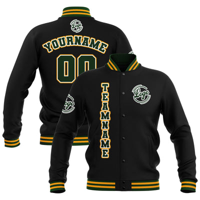 Custom Black Drak Green Yellow Waterproof Varsity Jackets Personalized Stitched Name Number Logo to Letterman Jackets enthsush