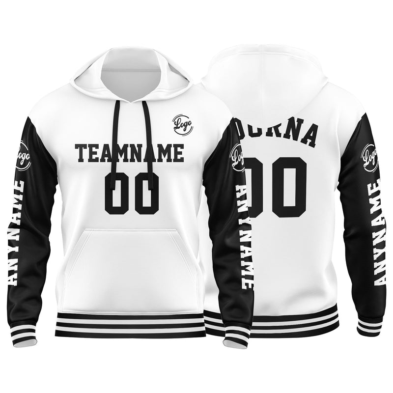 Custom White Black  Sweatshirt Hoodie For Men Women Girl Boy Print Your Logo Name Number