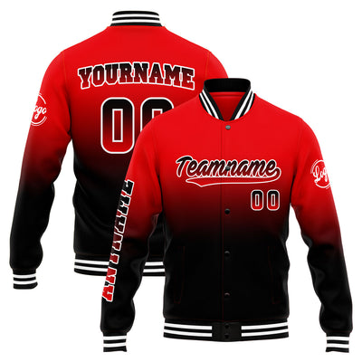 Custom Gradient Varsity Jacket Letterman jacket for Men, Women and Youth Red&Balck enthsush