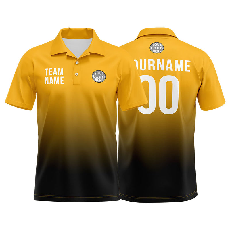 Custom Yellow Black Football Polo Shirts Add Your Unique Logo/Name/Number