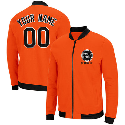 Custom Long Sleeve Windbreaker Jackets Uniform Printed Your Logo Name Number Orange-Black-White enthsush