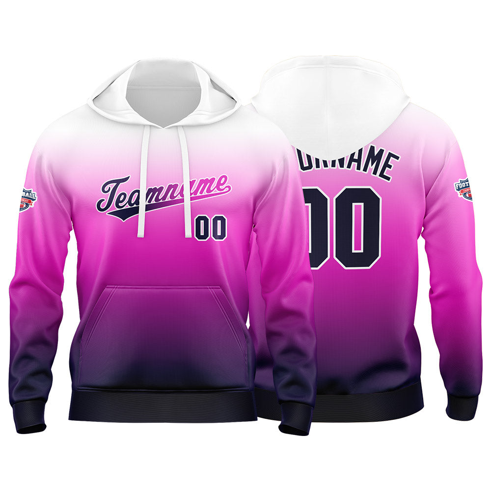 Custom Gradient Hoodie For Man Woman Girl Boy Print Your Logo Name Number White  Purple enthsush