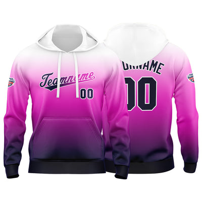 Custom Gradient Hoodie For Man Woman Girl Boy Print Your Logo Name Number White  Purple enthsush