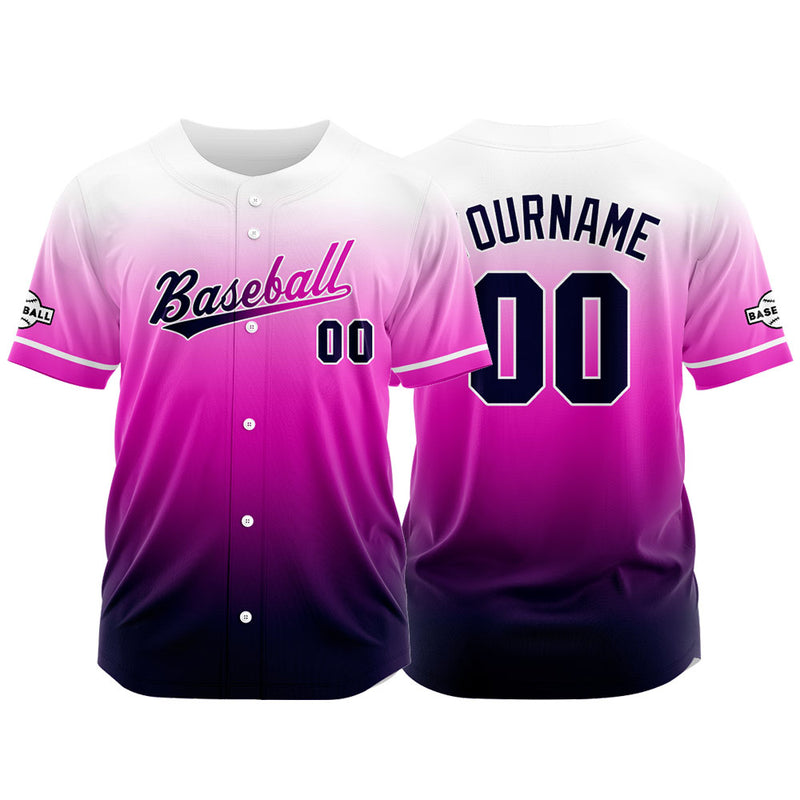 Custom Full Print Design Authentic Baseball Jersey navy-purple-white