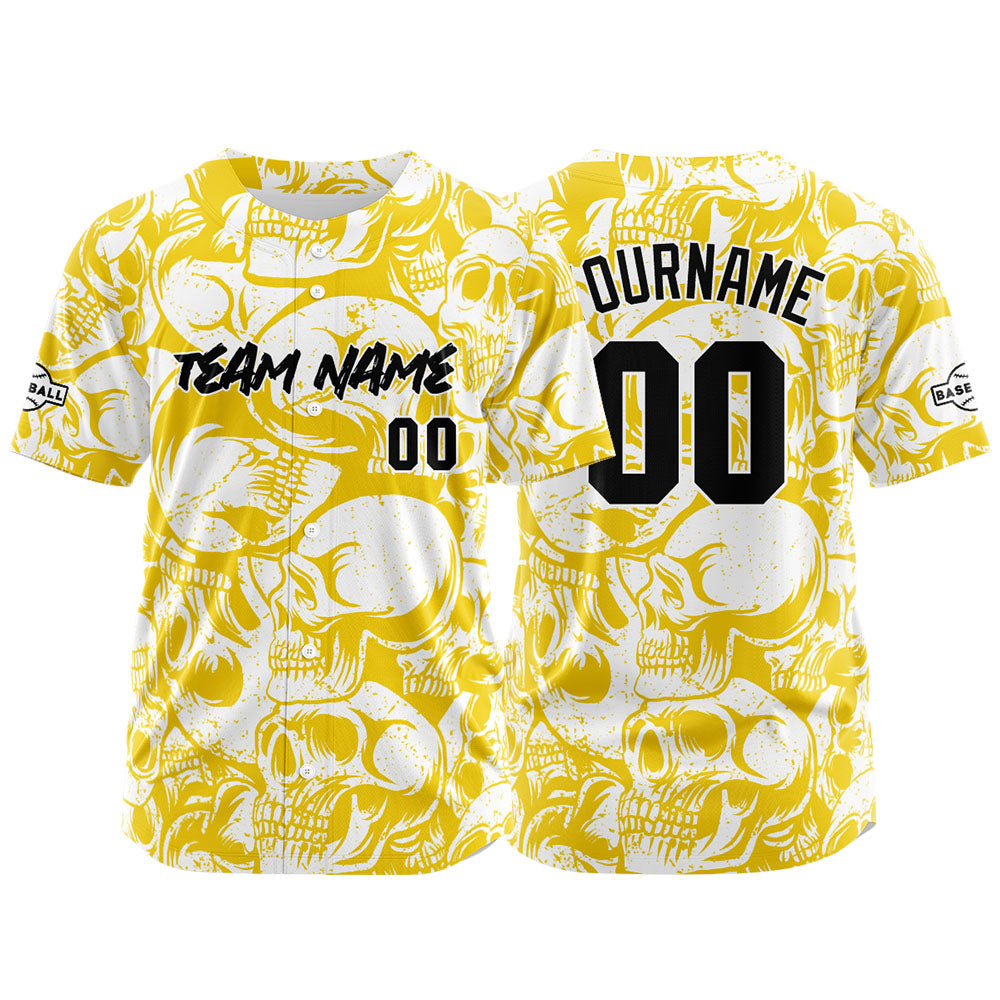 Custom Baseball Jersey Personalized Baseball Shirt for Men Women Kids Youth Teams Stitched and Print Yellow&White enthsush