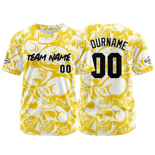 Custom Baseball Jersey Personalized Baseball Shirt for Men Women Kids Youth Teams Stitched and Print Yellow&White enthsush