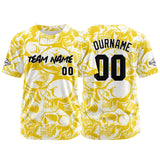 Custom Baseball Jersey Personalized Baseball Shirt for Men Women Kids Youth Teams Stitched and Print Yellow&White