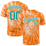 Custom Full Print Design Authentic Baseball Jersey orange tie-dyed