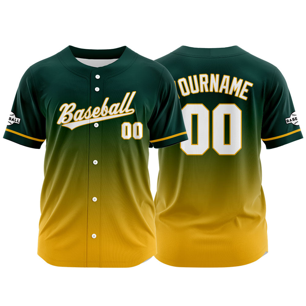 Custom Full Print Design Authentic Baseball Jersey yellow-green enthsush