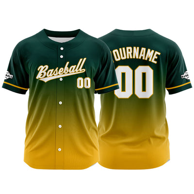 Custom Full Print Design Authentic Baseball Jersey yellow-green enthsush