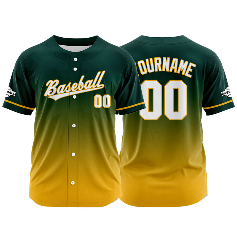 Custom Full Print Design Authentic Baseball Jersey yellow-green