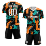 Custom Aqua Orange Soccer Jerseys for Men Women Personalized Soccer Uniforms for Adult and Kid