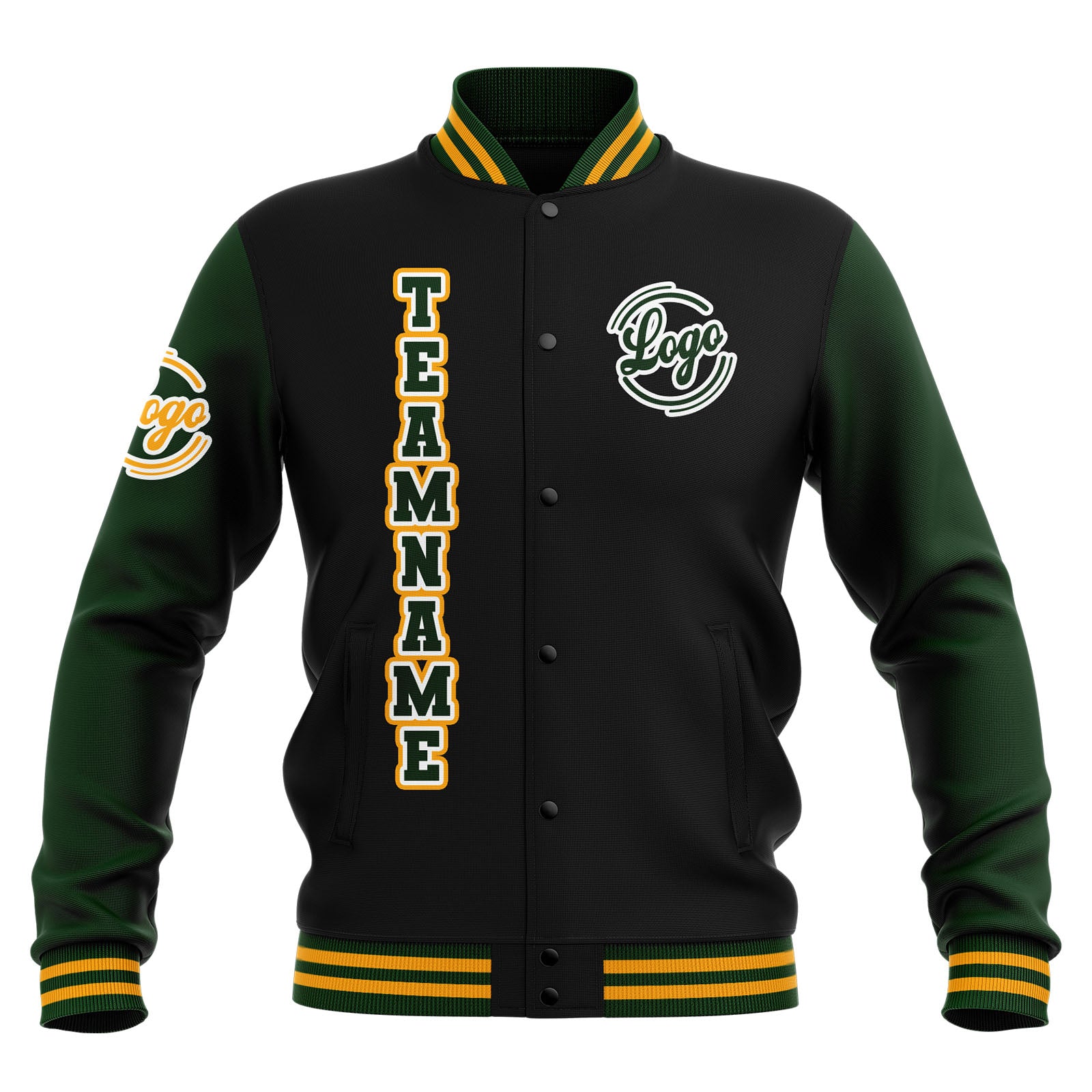 Custom Black Drak Green Yellow Waterproof Varsity Jackets Personalized Stitched Name Number Logo to Letterman Jackets enthsush