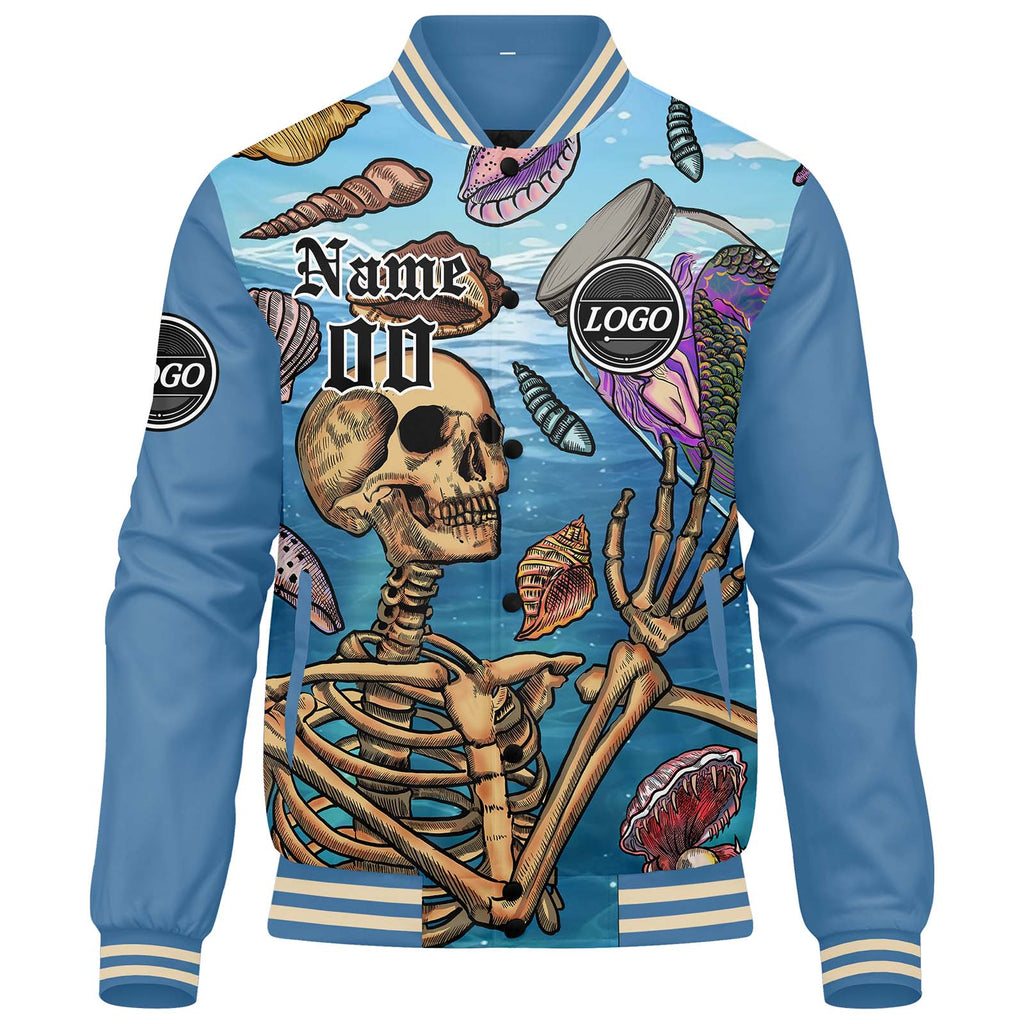 Custom Varsity Jacket Letterman jacket for Men, Women and Youth Light Blue enthsush