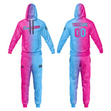 Custom Sweatshirt Hoodie For Men Women Girl Boy Print Your Logo Name Number Hot Pink-Light Blue