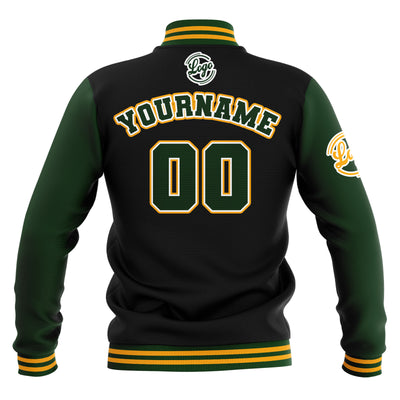 Custom Black Drak Green Yellow Waterproof Varsity Jackets Personalized Stitched Name Number Logo to Letterman Jackets enthsush