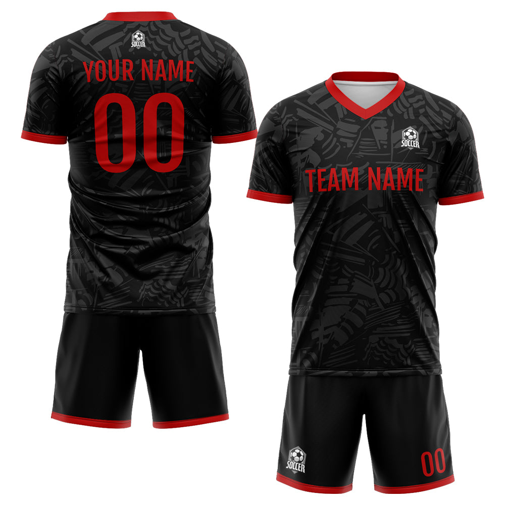 Custom Soccer Jerseys for Men Women Personalized Soccer Uniforms for Adult and Kid Black&Red enthsush