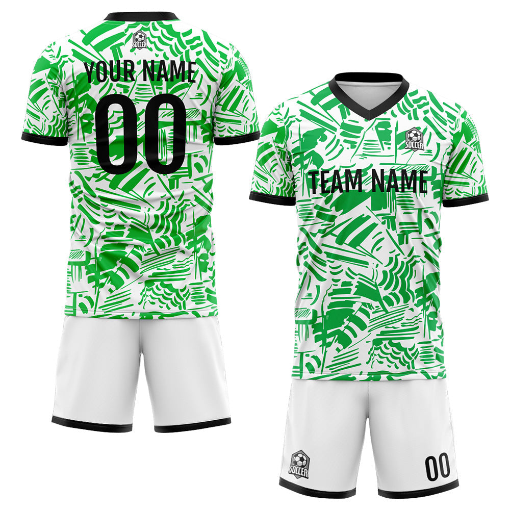 Custom Soccer Jerseys for Men Women Personalized Soccer Uniforms for Adult and Kid Green&White&Black enthsush