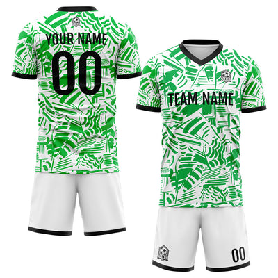 Custom Soccer Jerseys for Men Women Personalized Soccer Uniforms for Adult and Kid Green&White&Black enthsush