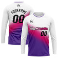 Custom Basketball Soccer Football Shooting Long T-Shirt for Adults and Kids White&Purple enthsush