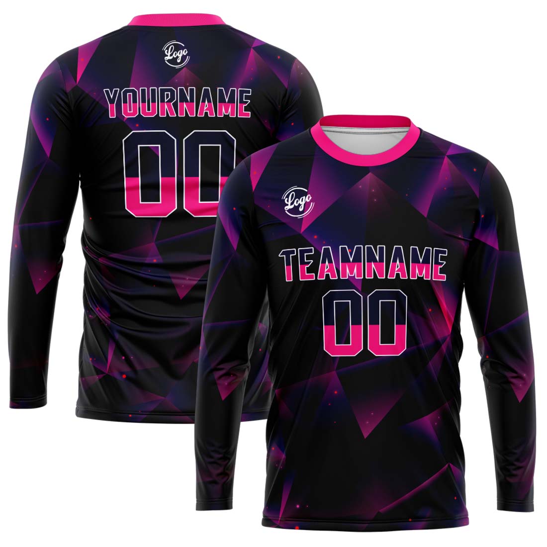 Custom Basketball Soccer Football Shooting Long T-Shirt for Adults and Kids Black&Pink enthsush