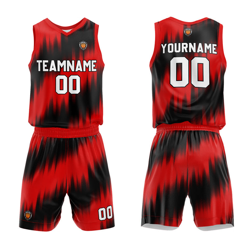 Custom Basketball Jersey Uniform Suit Printed Your Logo Name Number Black-Red