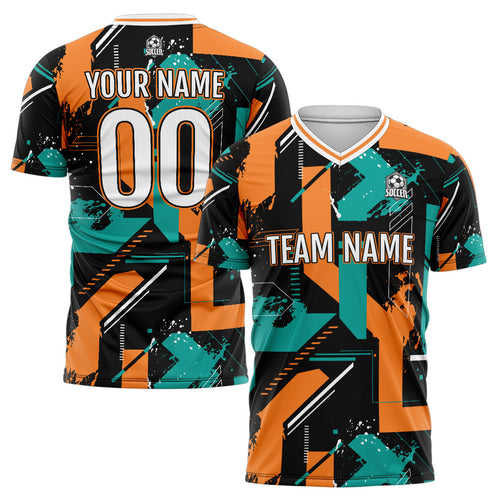 Custom Aqua Orange Soccer Jerseys for Men Women Personalized Soccer Uniforms for Adult and Kid enthsush