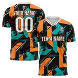 Custom Aqua Orange Soccer Jerseys for Men Women Personalized Soccer Uniforms for Adult and Kid