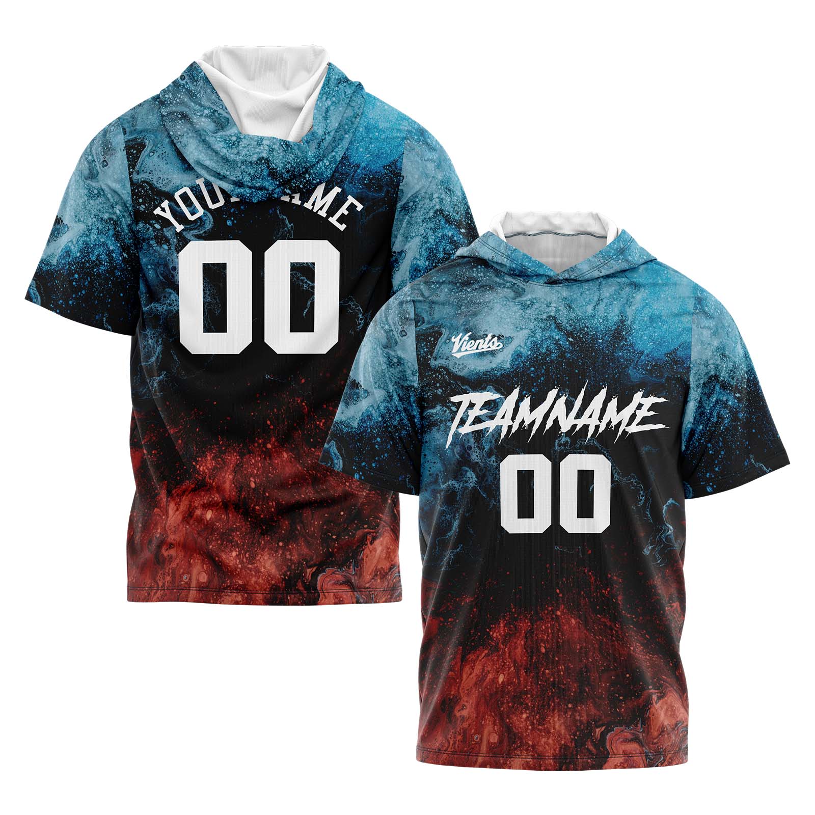 Custom Water and Fire Sleeve Hoodies for Men Women Shirts with Hoods Printed Name Logo enthsush