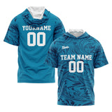 Custom Aqua Navy Sleeve Hoodies for Men Women Shirts with Hoods Printed Name Logo