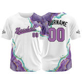 Custom Full Print Design Authentic Baseball Jersey white-purple-green