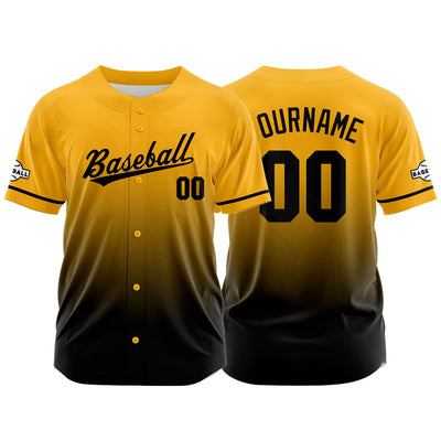 Custom Full Print Design Authentic Baseball Jersey black-yellow enthsush