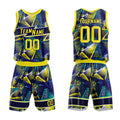 Custom Basketball Jersey Uniform Suit Printed Your Logo Name Number Navy-Yellow enthsush