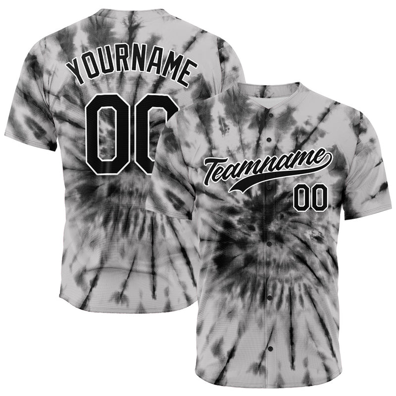 Custom Full Print Design Authentic Baseball Jersey gray  tie-dyed
