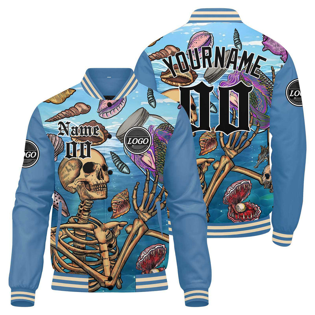 Custom Varsity Jacket Letterman jacket for Men, Women and Youth Light Blue enthsush