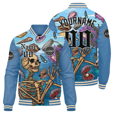 Custom Varsity Jacket Letterman jacket for Men, Women and Youth Light Blue enthsush