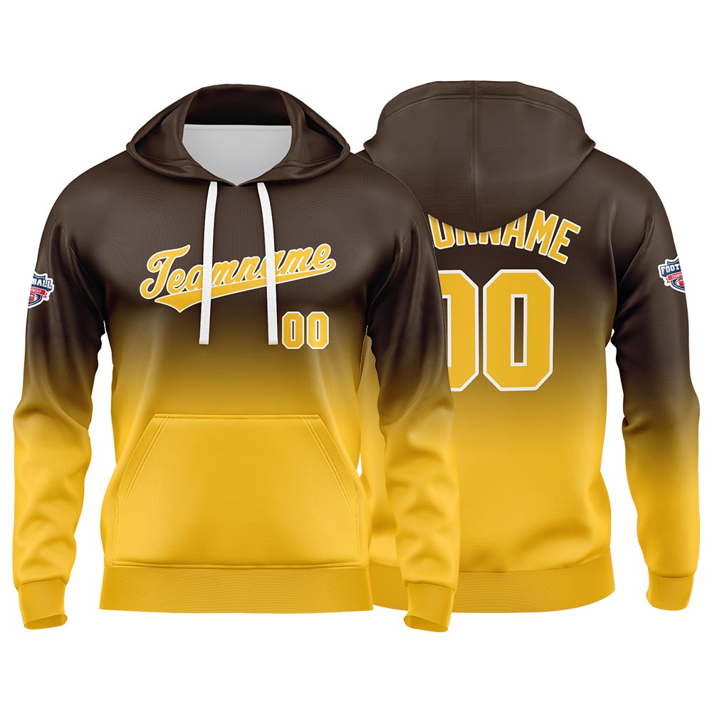 Custom Gradient Hoodie For Man Woman Girl Boy Print Your Logo Name Number Brown Yellow enthsush