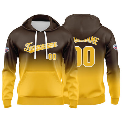 Custom Gradient Hoodie For Man Woman Girl Boy Print Your Logo Name Number Brown Yellow enthsush