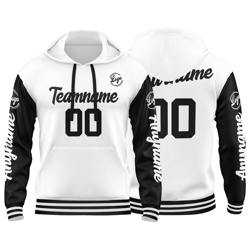 Custom White Black  Sweatshirt Hoodie For Men Women Girl Boy Print Your Logo Name Number
