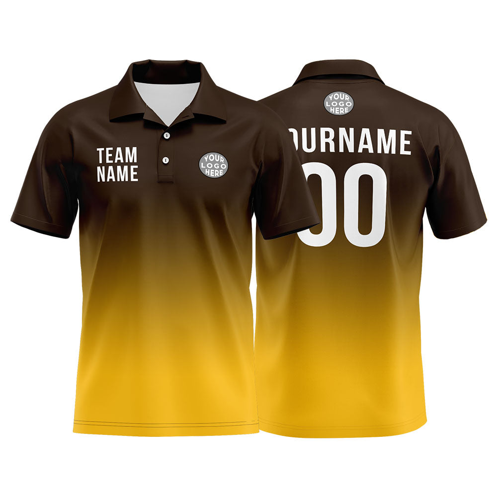 Custom Brown Yellow Football Polo Shirts Add Your Unique Logo/Name/Number enthsush