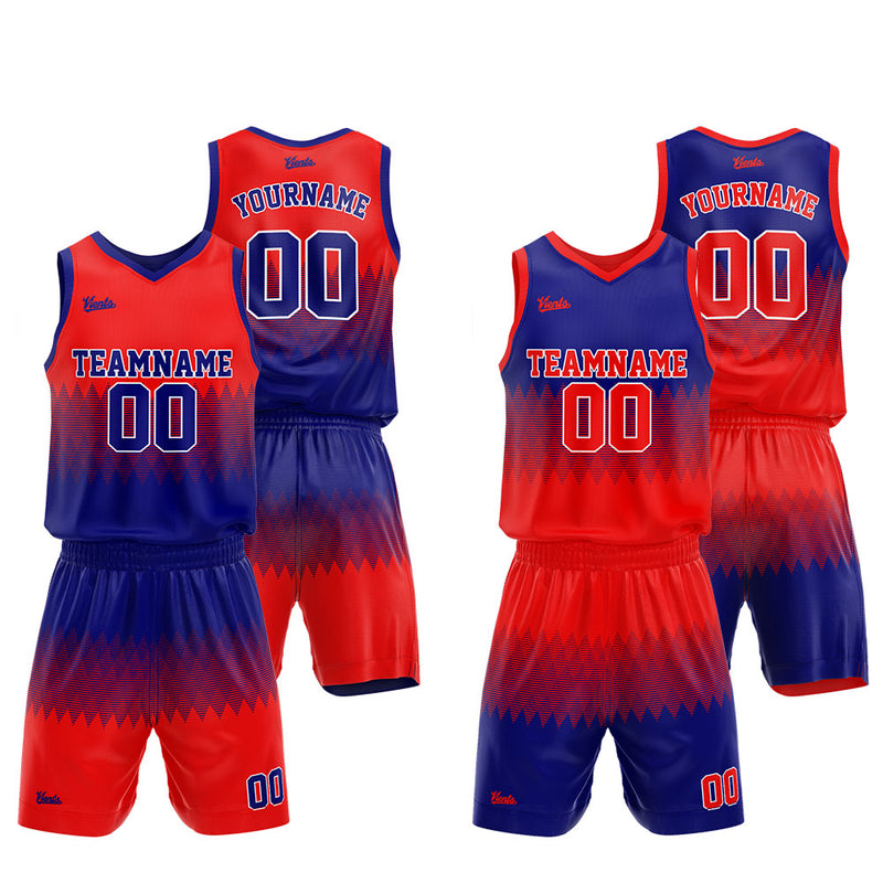 Custom Basketball Jersey Uniform Suit Printed Your Logo Name Number Royal-Red