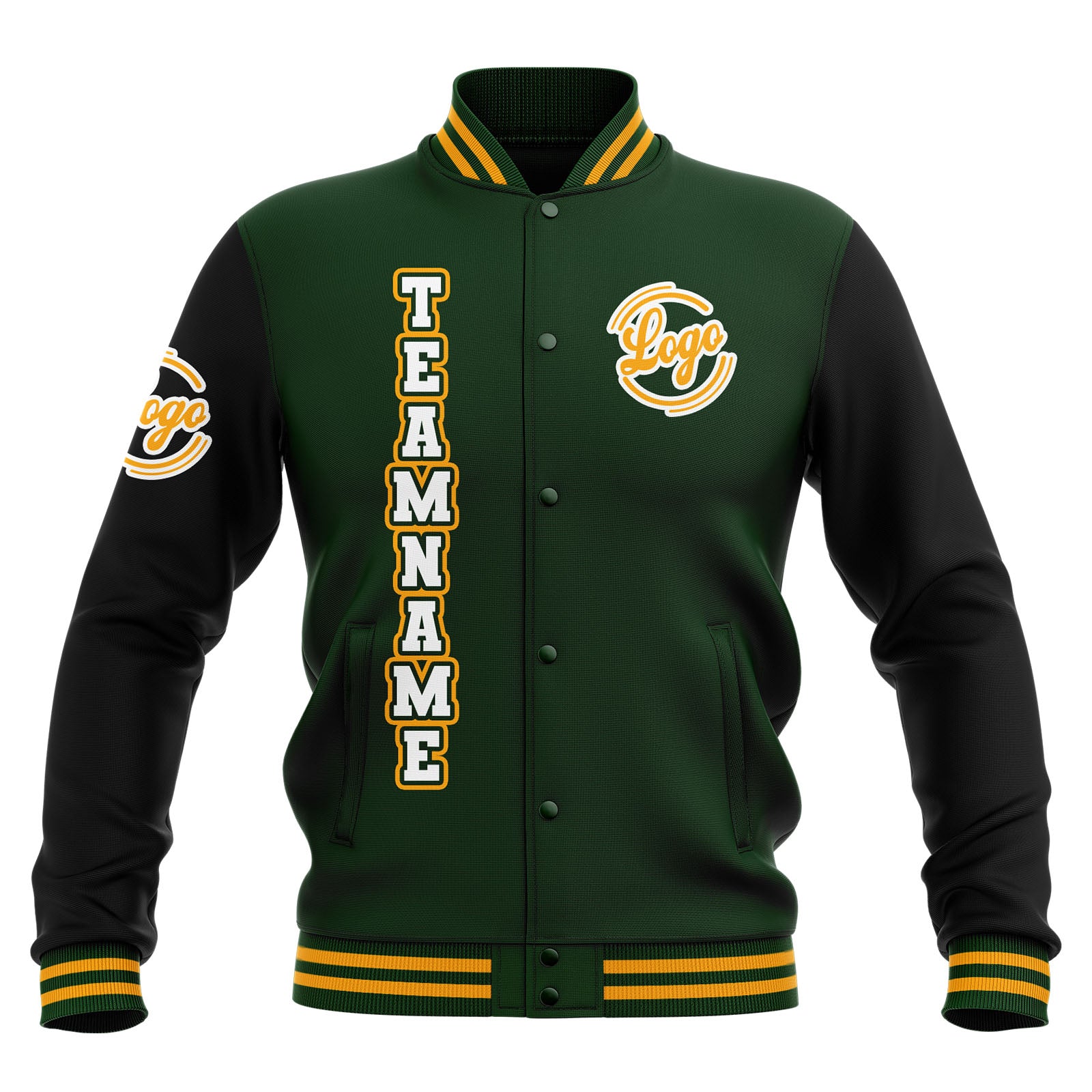 Custom Black Drak Green Yellow Waterproof Varsity Jackets Personalized Stitched Name Number Logo to Letterman Jackets enthsush